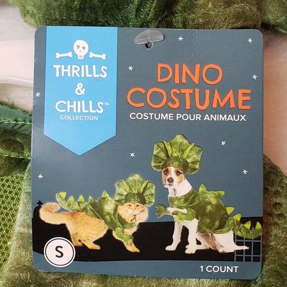 🟠 Thrills & Chills SMALL Triceratops Dinosaur Pet Dog 2-piece Halloween Costume - Picture 10 of 16